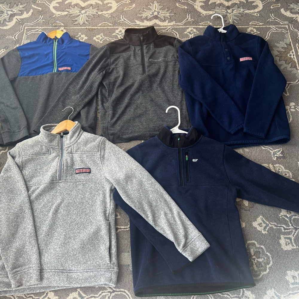 Lot of 5 Vineyard Vines pullovers/ fleeces boys large (16)